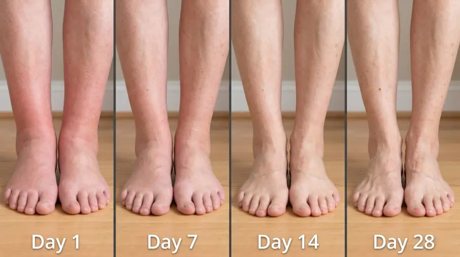 Four-week ankle improvement timeline side-by-side